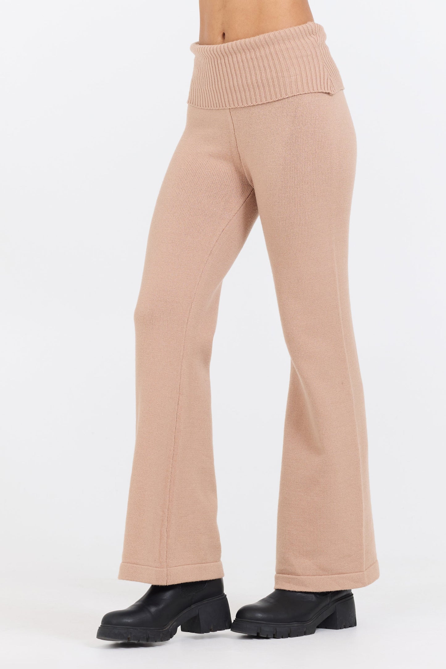 Caramel Vintage Havana Salted Caramel Slim Fit Knit Fold Over Flare Pant