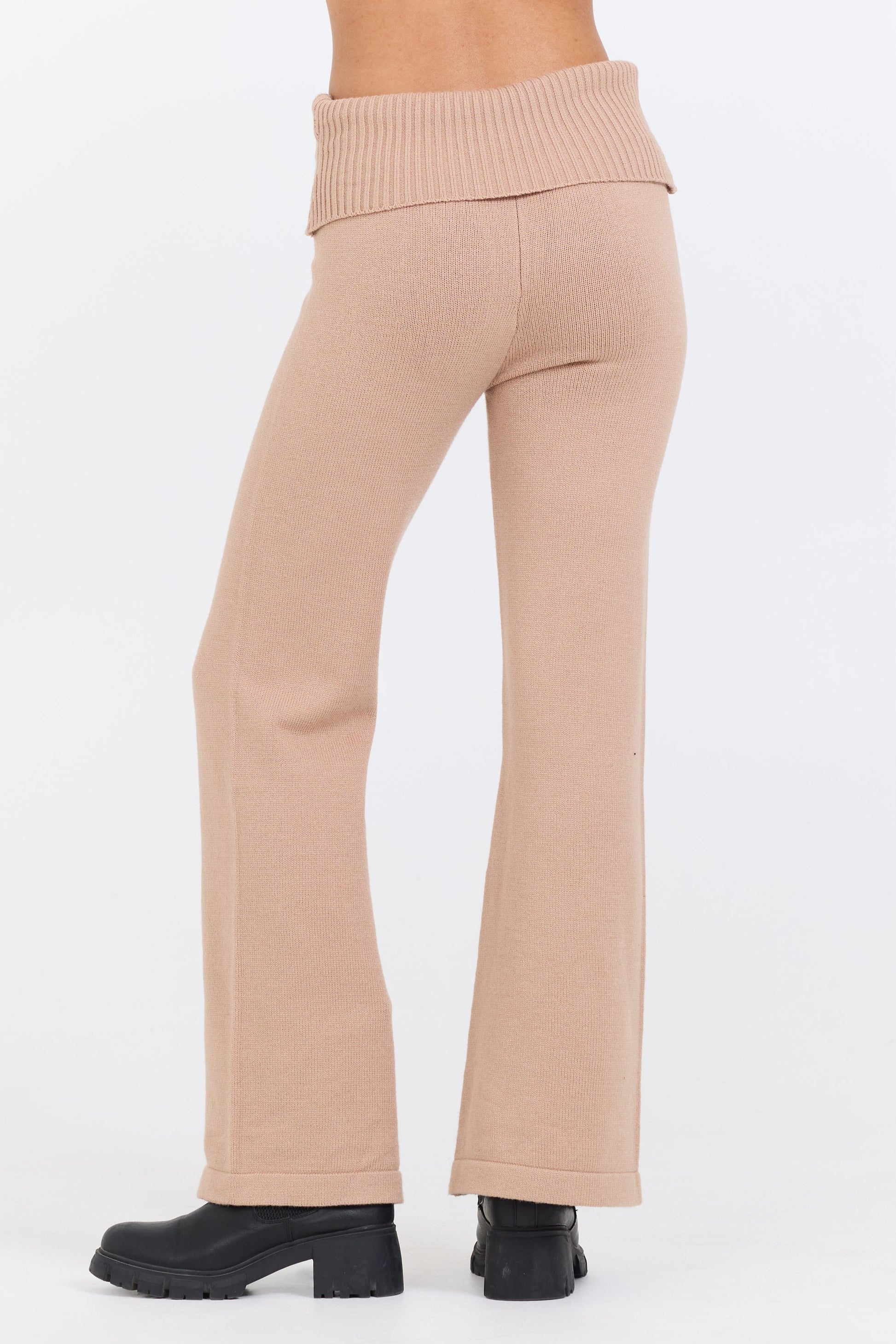 Caramel Vintage Havana Salted Caramel Slim Fit Knit Fold Over Flare Pant