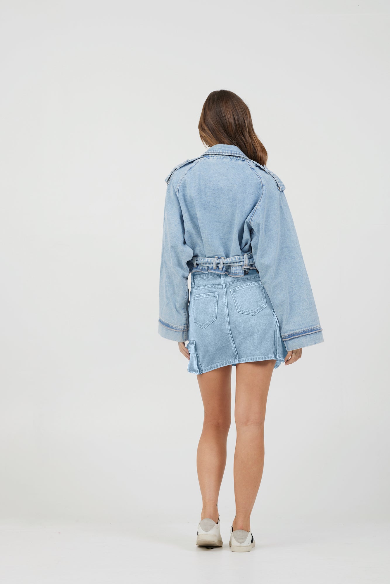 Light Wash Vintage Havana Light Wash Denim Cargo Skirt