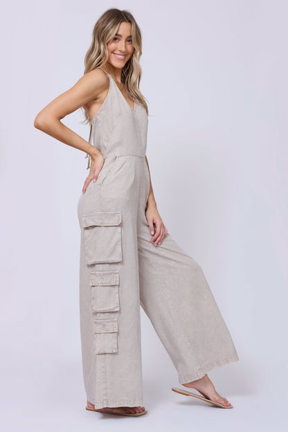 Khaki Vintage Havana Khaki Tencel Jumpsuit