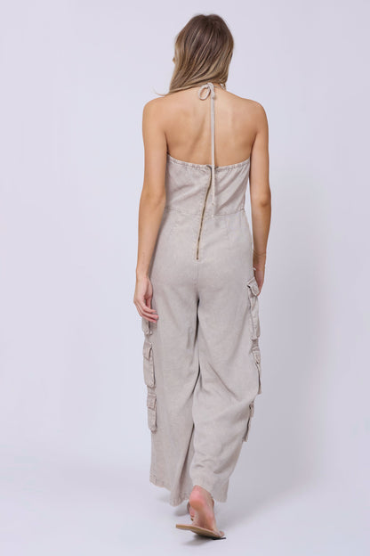 Khaki Vintage Havana Khaki Tencel Jumpsuit