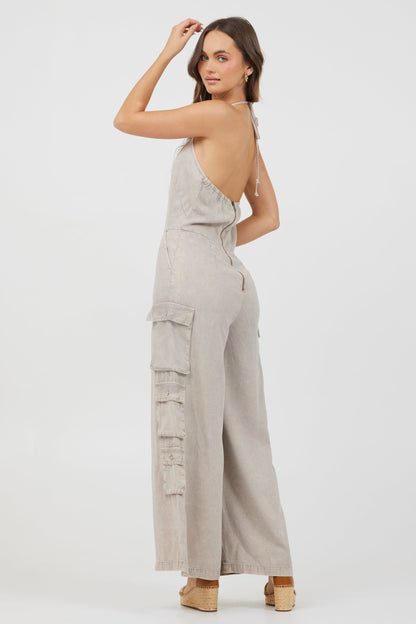 Khaki Vintage Havana Khaki Tencel Jumpsuit