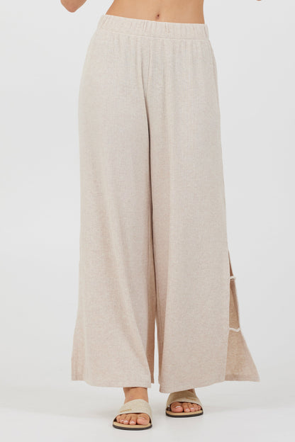 Heather Oatmeal Vintage Havana Heather Oatmeal Drapey Knit Cut Out Pants