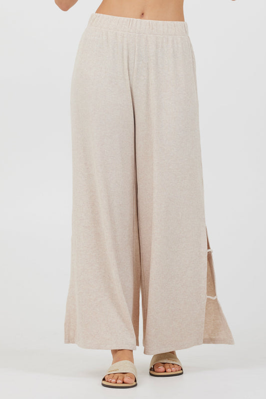 Heather Oatmeal Vintage Havana Heather Oatmeal Drapey Knit Cut Out Pants