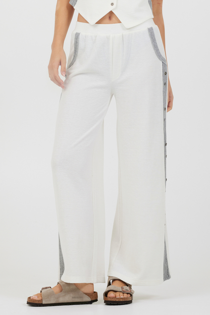 Cream Heather Grey Vintage Havana Cream Heather Grey Texture Knit Pant W Contrast Rib