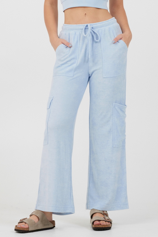 Powder Blue Vintage Havana Powder Blue Cord Terry Cargo Pants