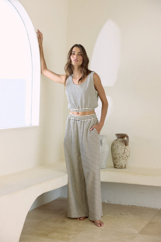 Vintage Havana Striped French Terry Cloth Top
