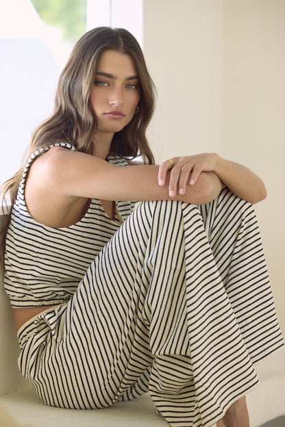 Vintage Havana Striped French Terry Cloth Top