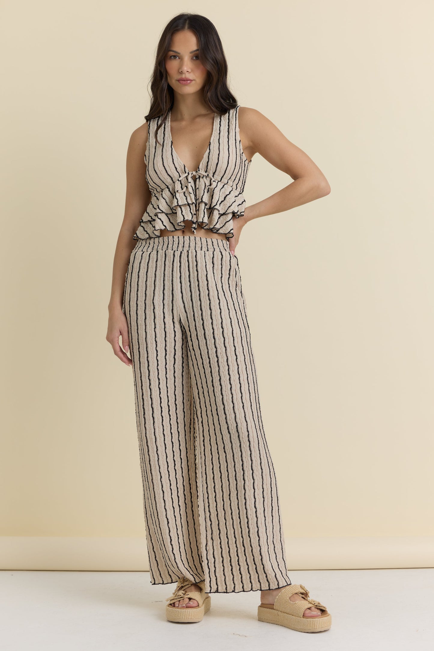Vintage Havana Novelty Knit Front Tie Top