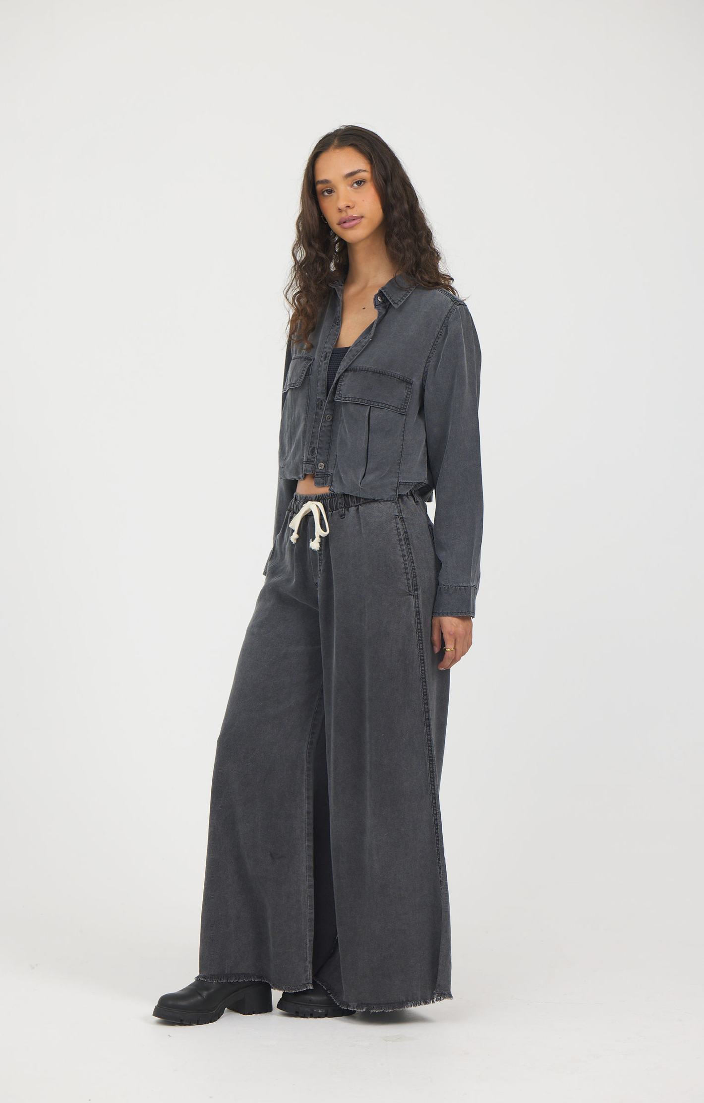Charcoal Vintage Havana Tencel Button Down