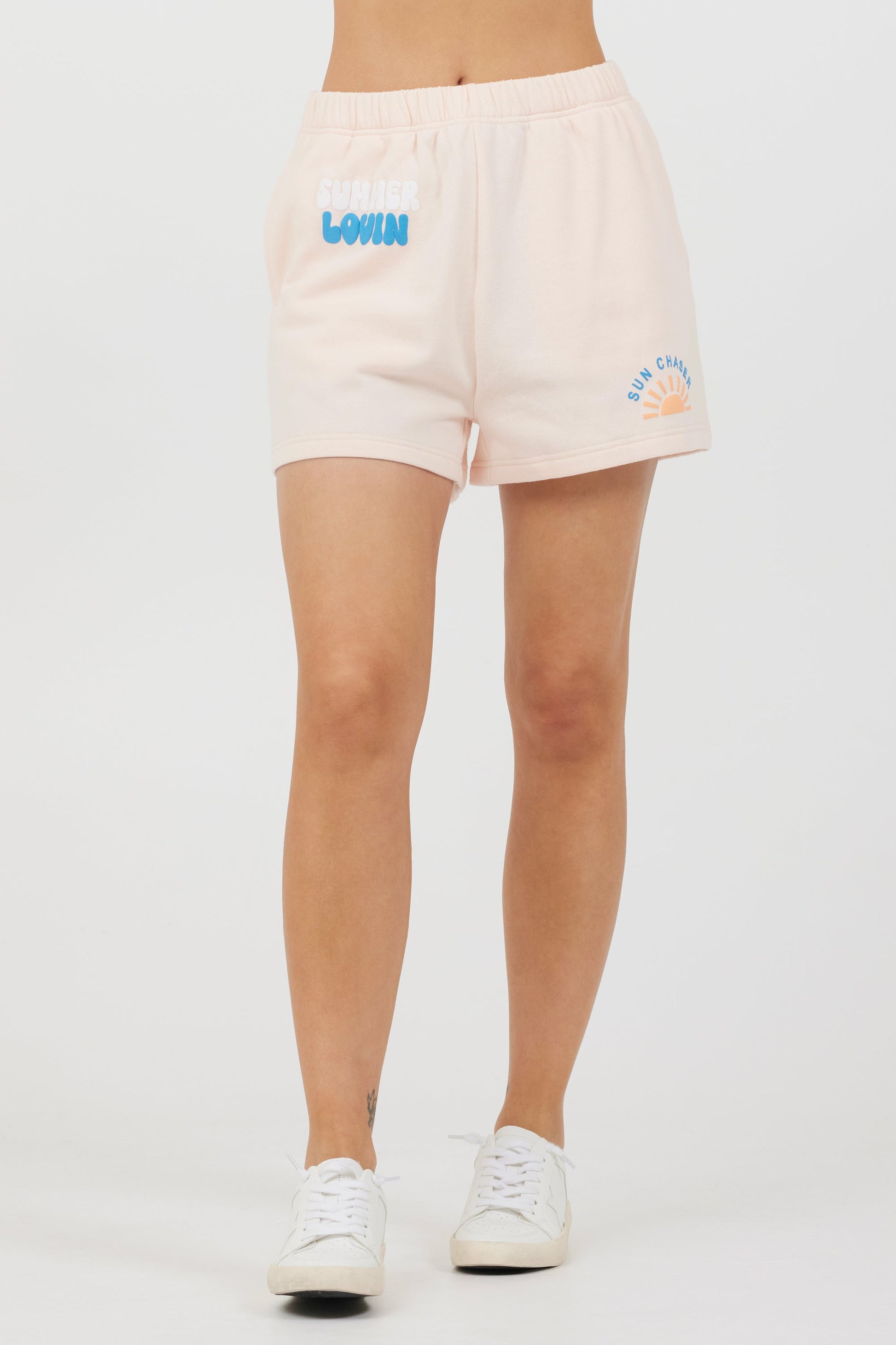 Peach Parfait Vintage Havana Peach Parfait W/ Multi Puff "Sunchaser" Surf Wash Shorts