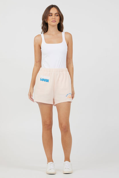 Peach Parfait Vintage Havana Peach Parfait W/ Multi Puff "Sunchaser" Surf Wash Shorts