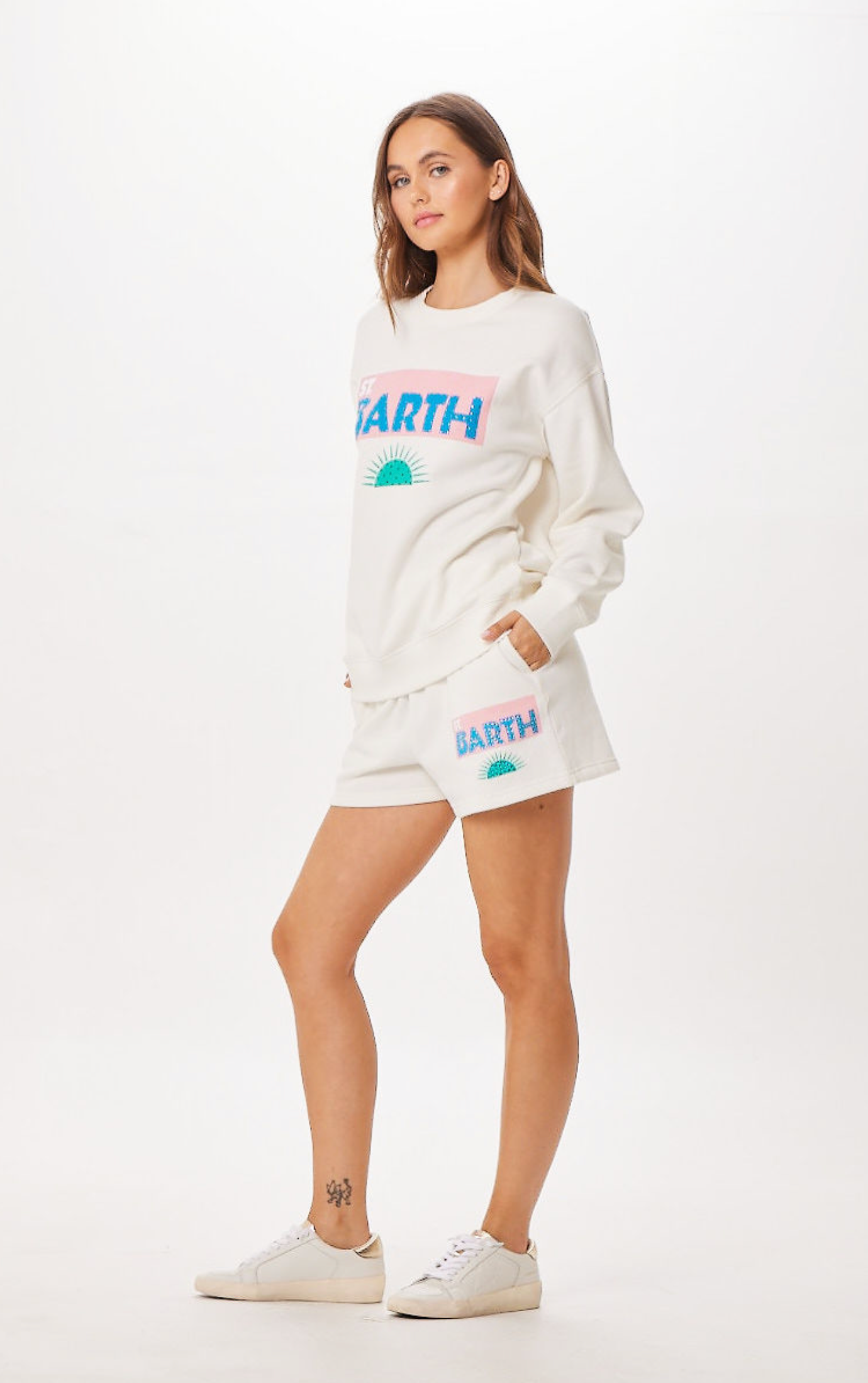 White Vintage Havana White St. Barth Jet Setter Surf Wash Shorts