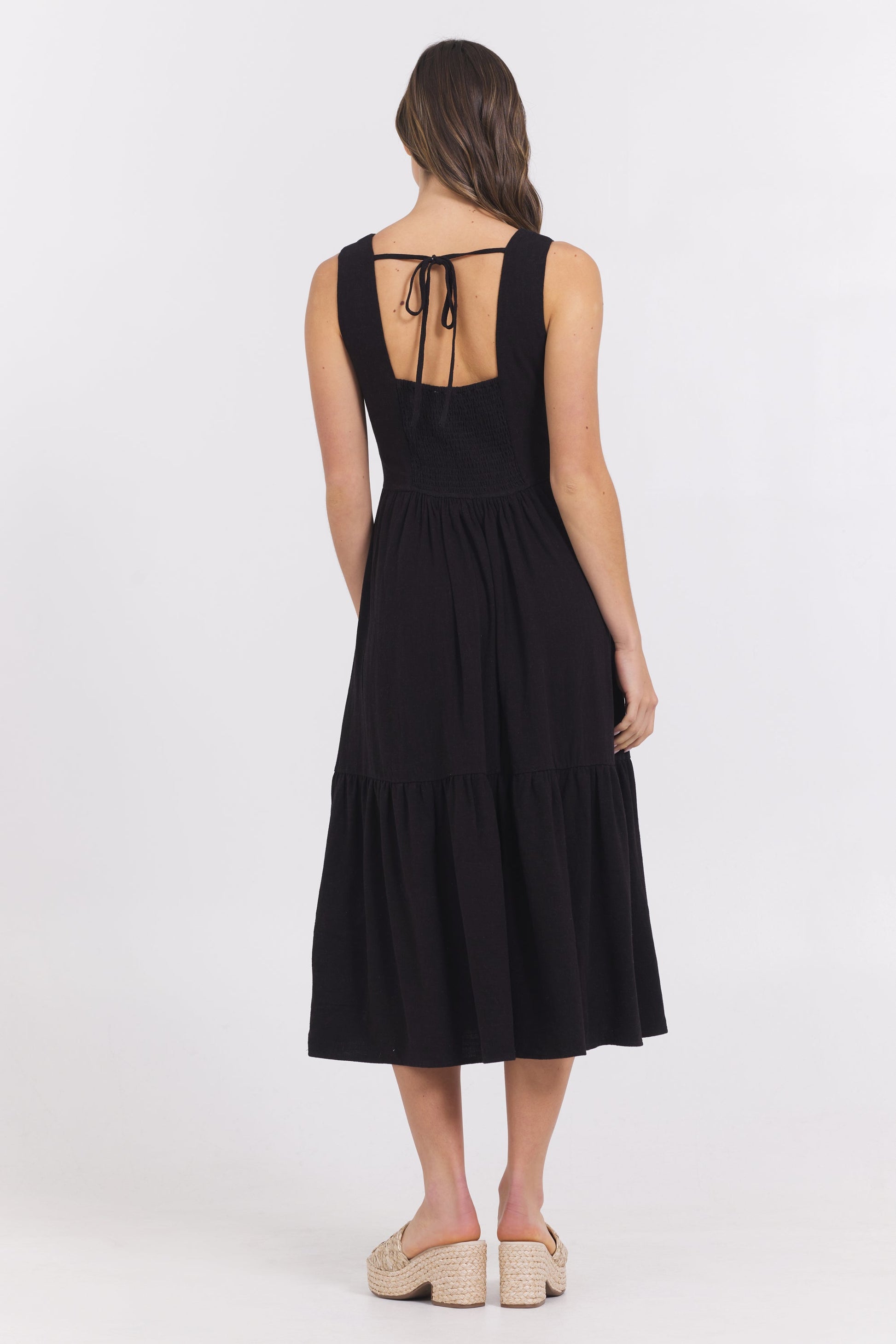 Black Vintage Havana Linen Maxi Dress