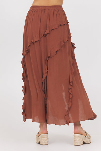 Sedona Sand Vintage Havana Sedona Sand Ruffle Maxi Skirt