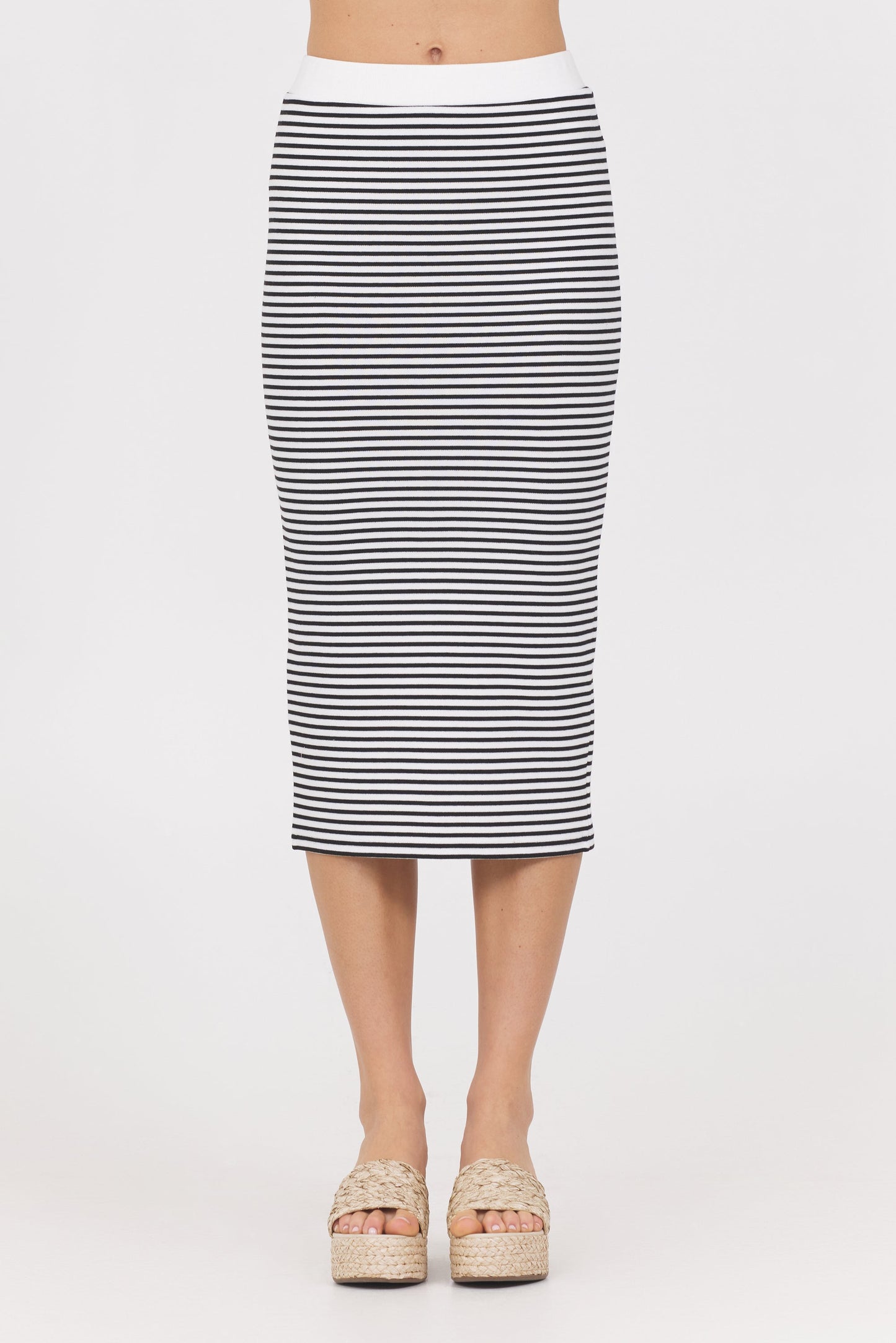 Ivory/Black Vintage Havana Striped Knit Skirt