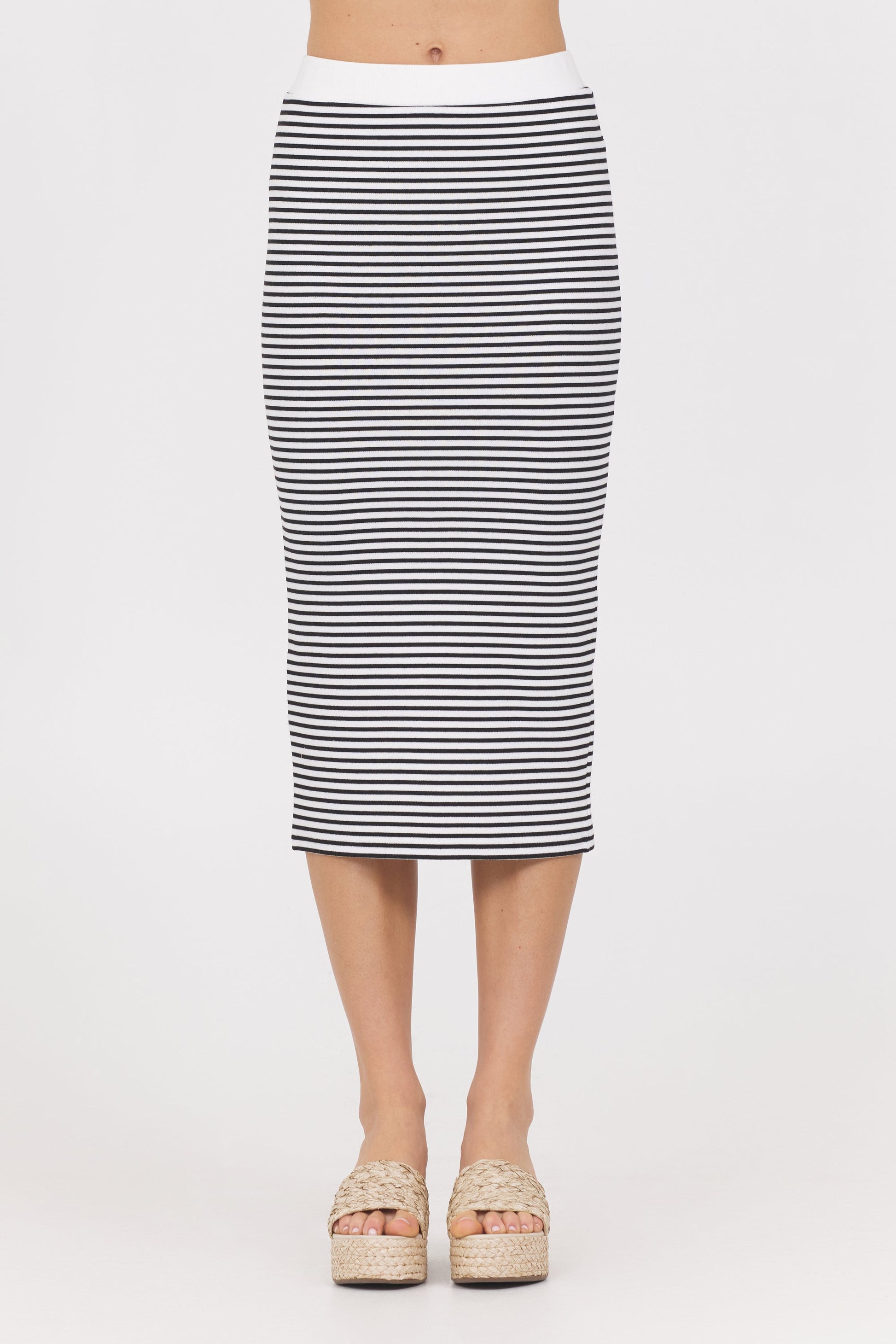 Ivory/Black Vintage Havana Striped Knit Skirt