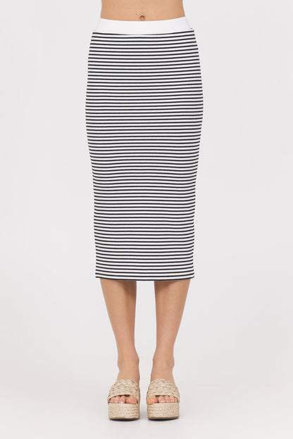 Ivory/Black Vintage Havana Striped Knit Skirt