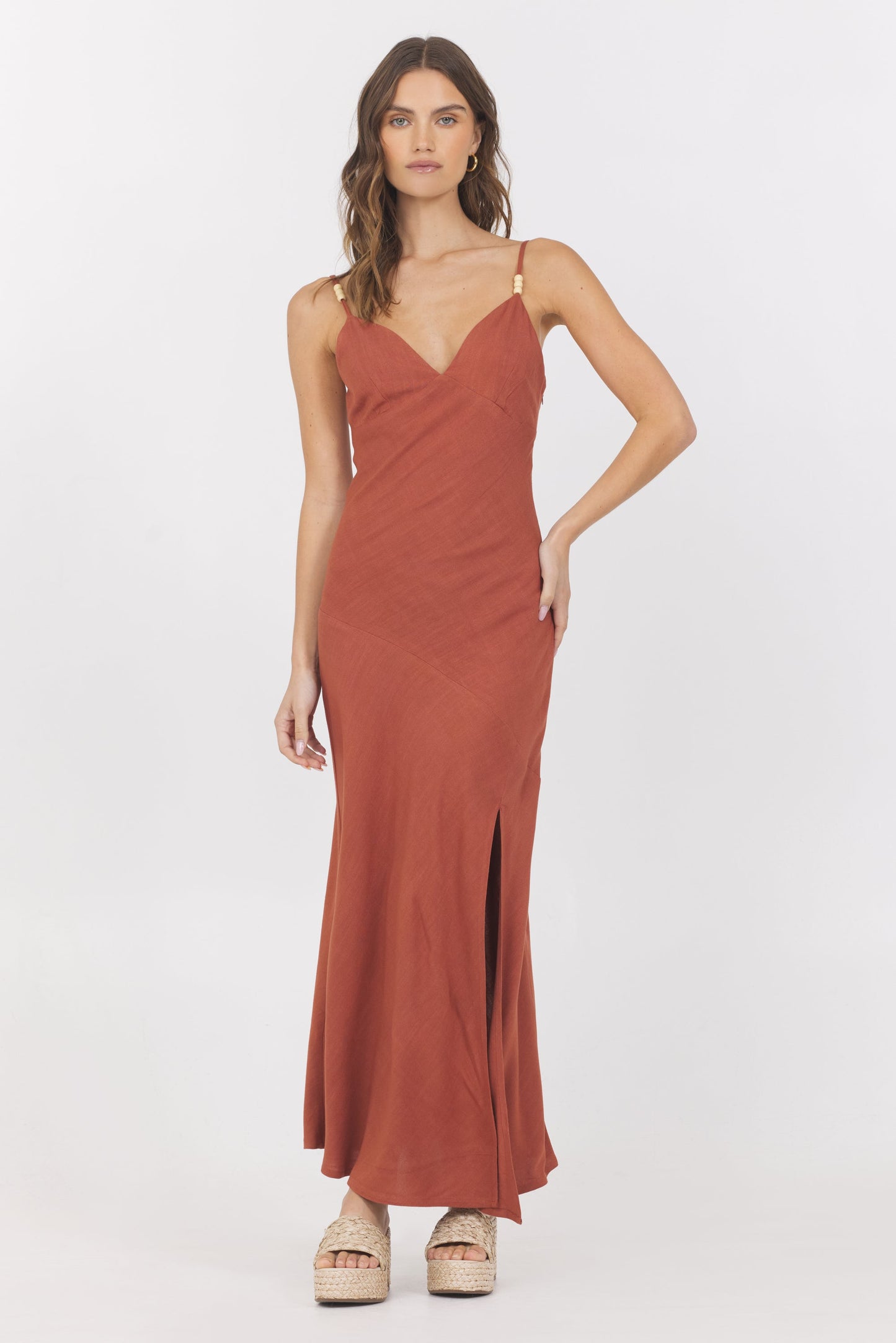 Amber Vintage Havana Linen Maxi Dress