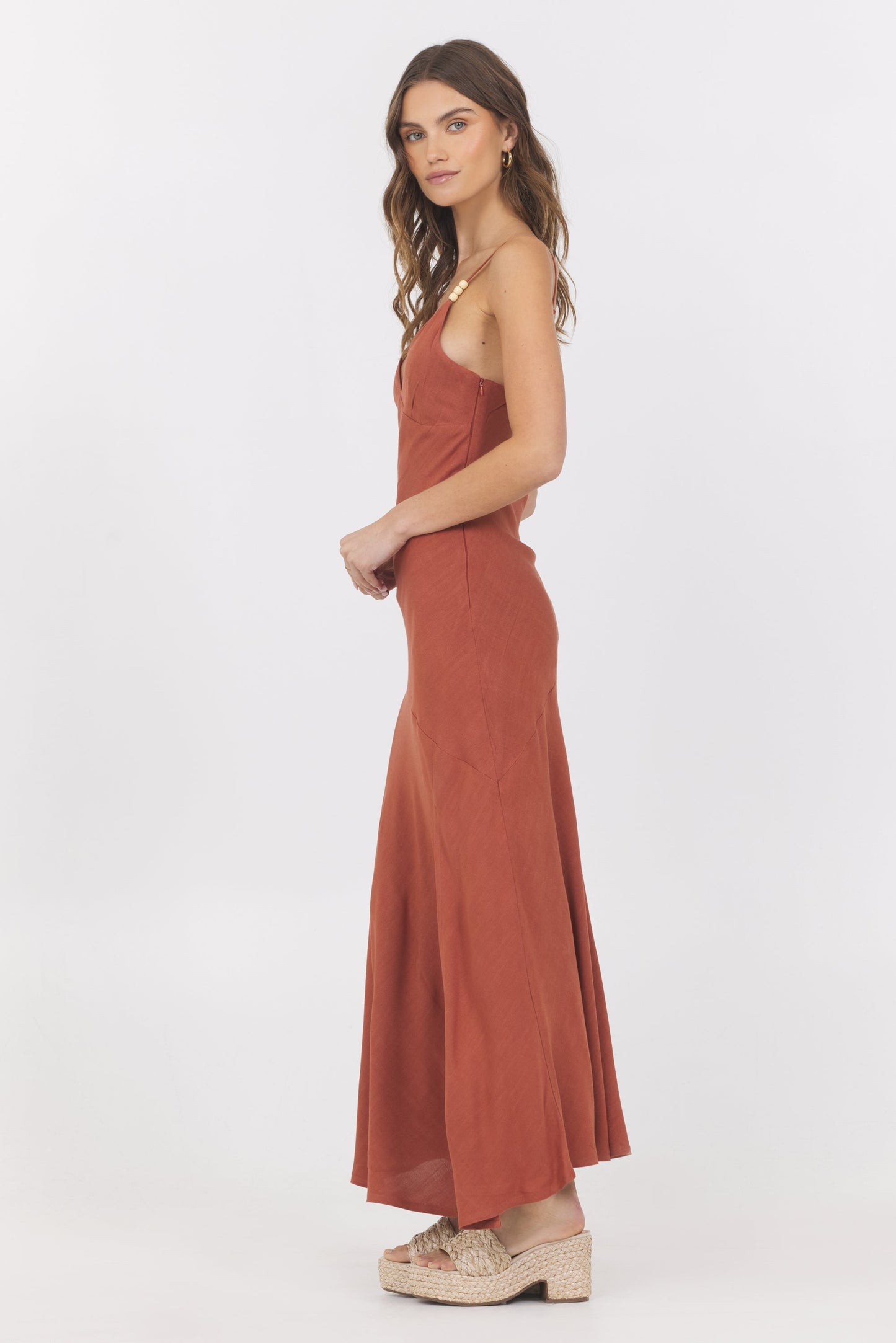 Amber Vintage Havana Linen Maxi Dress