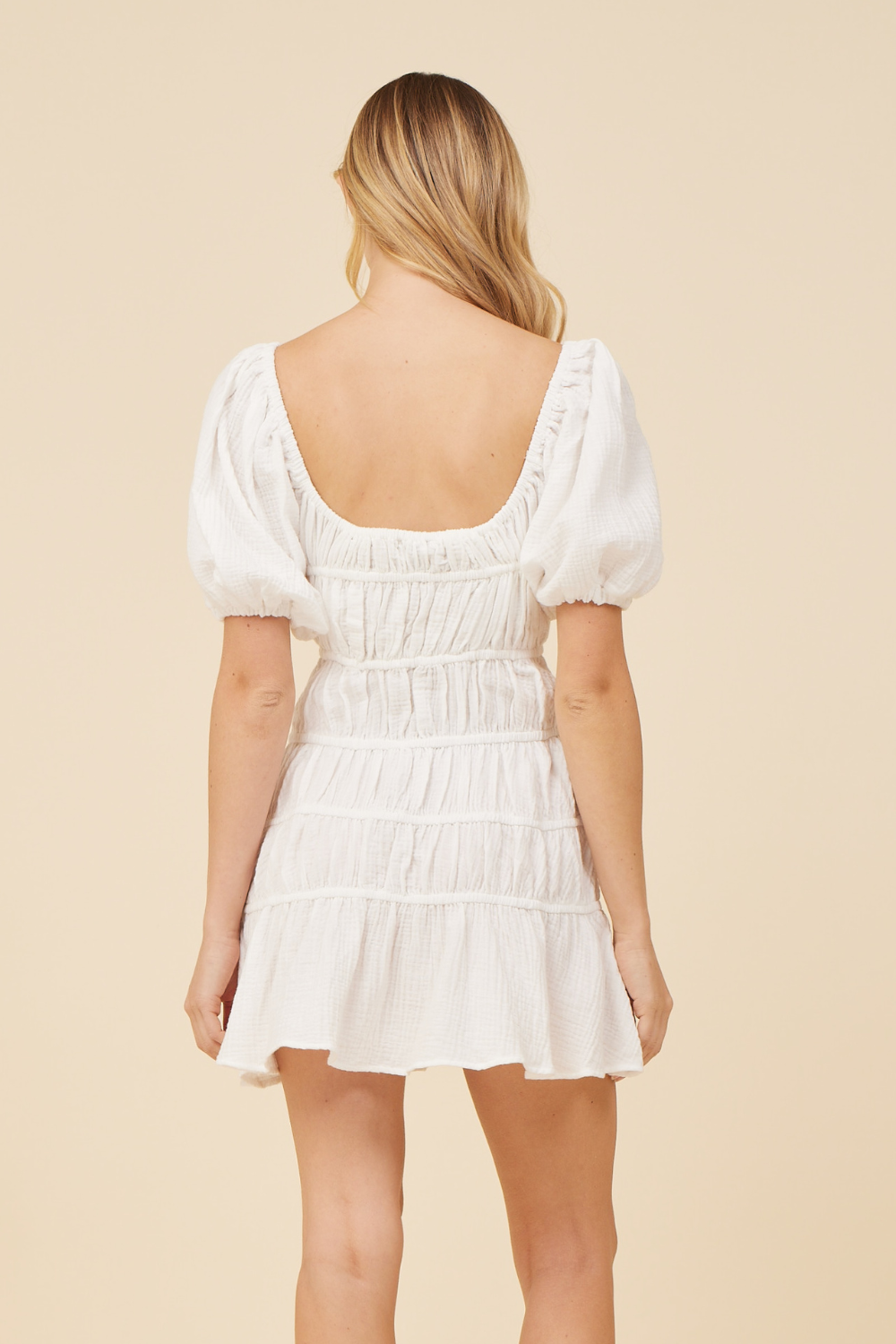 White Vintage Havana White Gauze w/ Jersey Combo Dress
