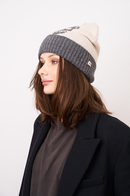 Charcoal Vintage Havana SKULL PATTERN BEANIE