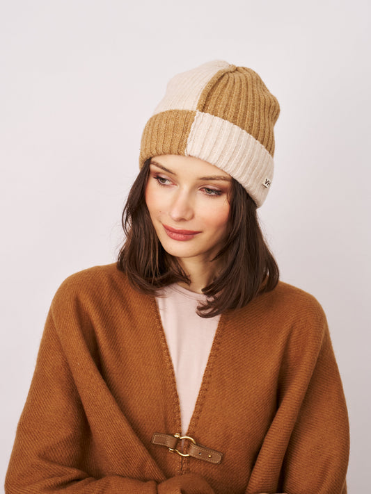 Tan Vintage Havana SEAM PATTERN BEANIE - TAN