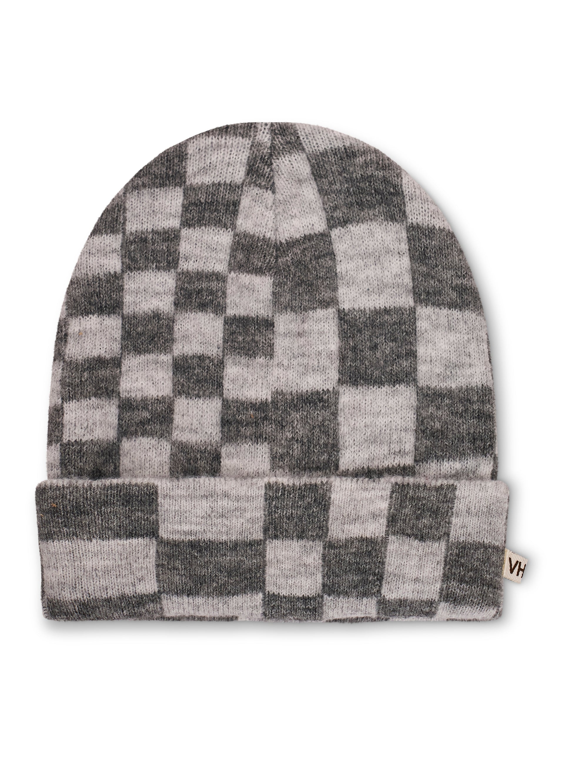 Grey Vintage Havana CHECK PATTERN BEANIE - GREY