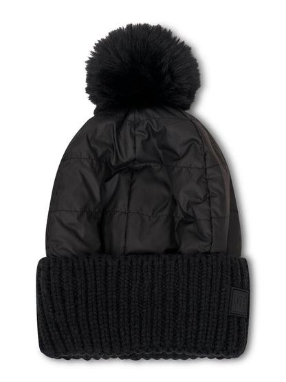 Black Vintage Havana PUFFER POMPOM HAT - BLACK