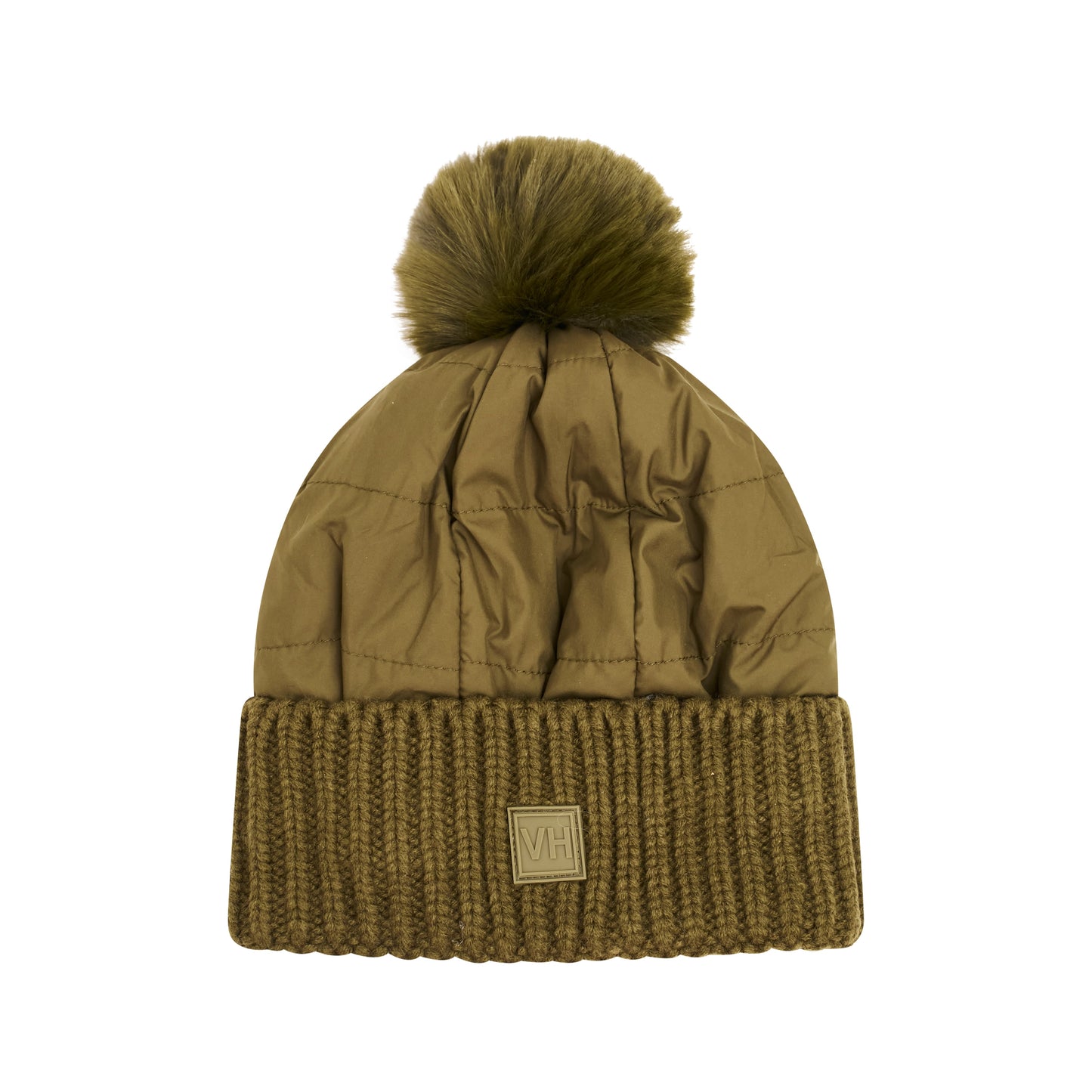 Olive Vintage Havana PUFFER POMPOM HAT - OLIVE