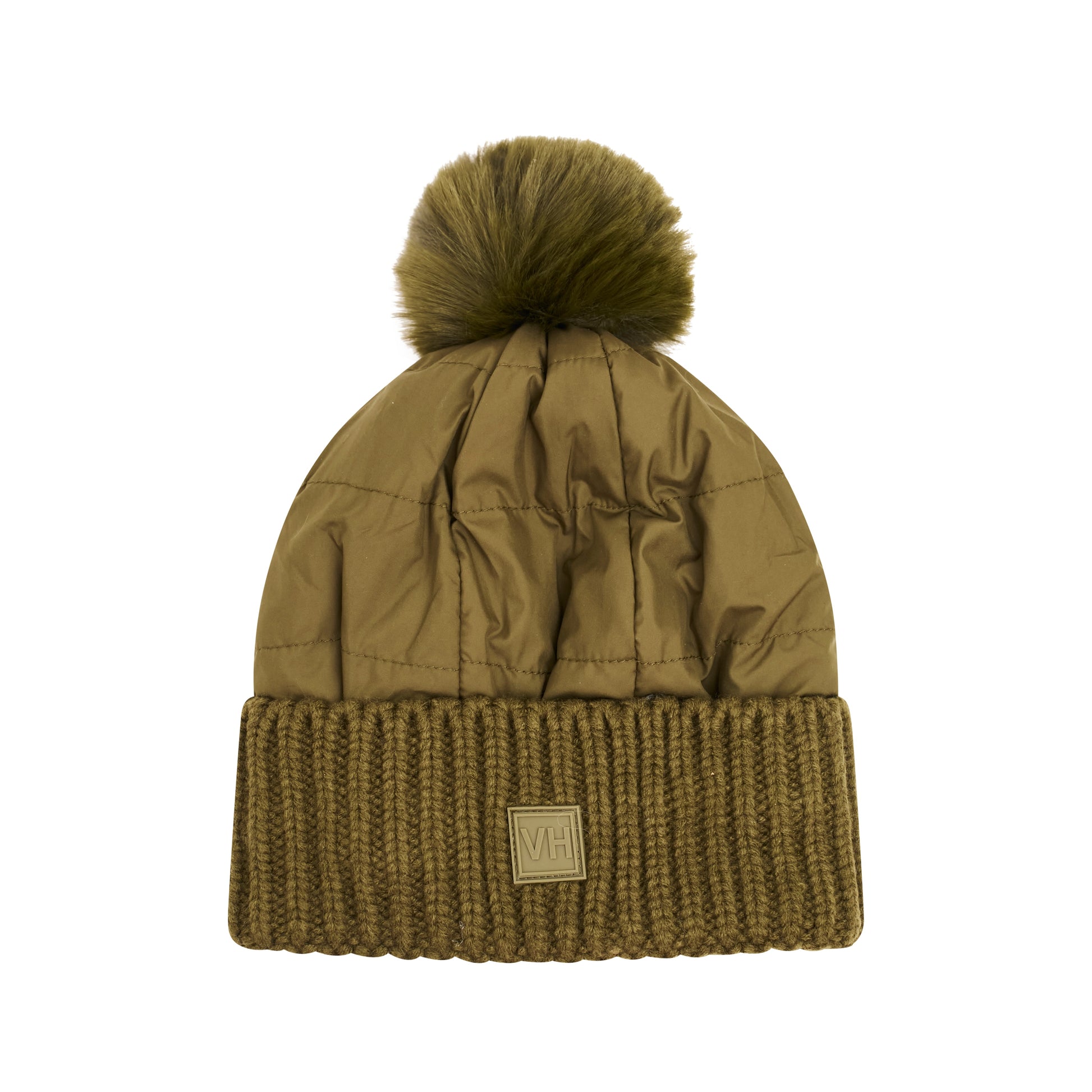 Olive Vintage Havana PUFFER POMPOM HAT - OLIVE