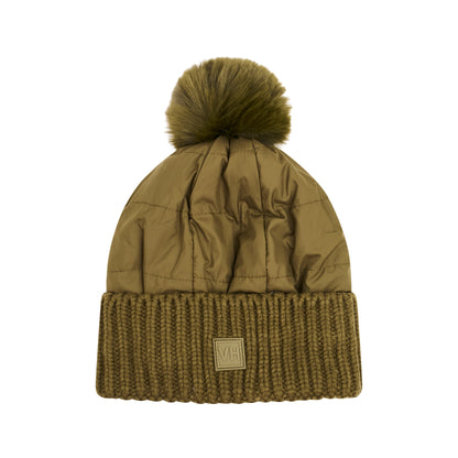 Olive Vintage Havana PUFFER POMPOM HAT - OLIVE