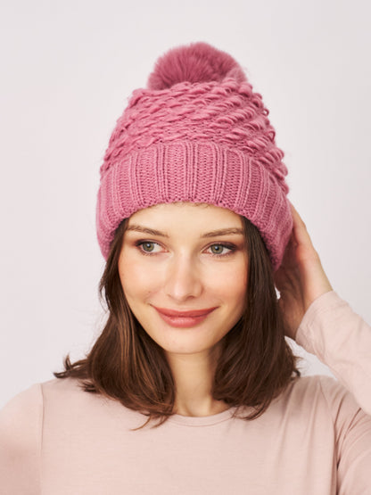 Blush Vintage Havana TURN UP POMPOM HAT - BLUSH