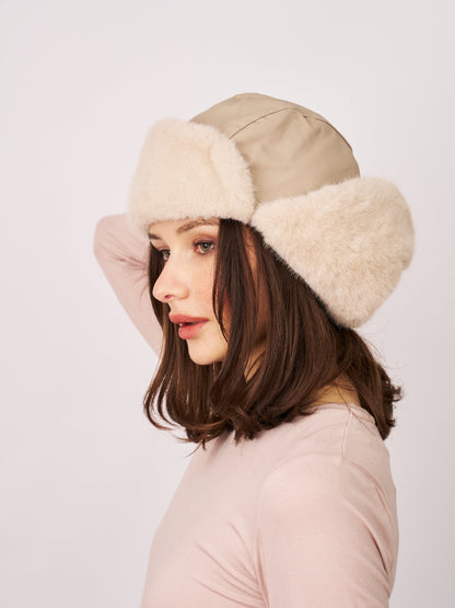 Cream Vintage Havana FUR TRAPPER HAT - CREAM