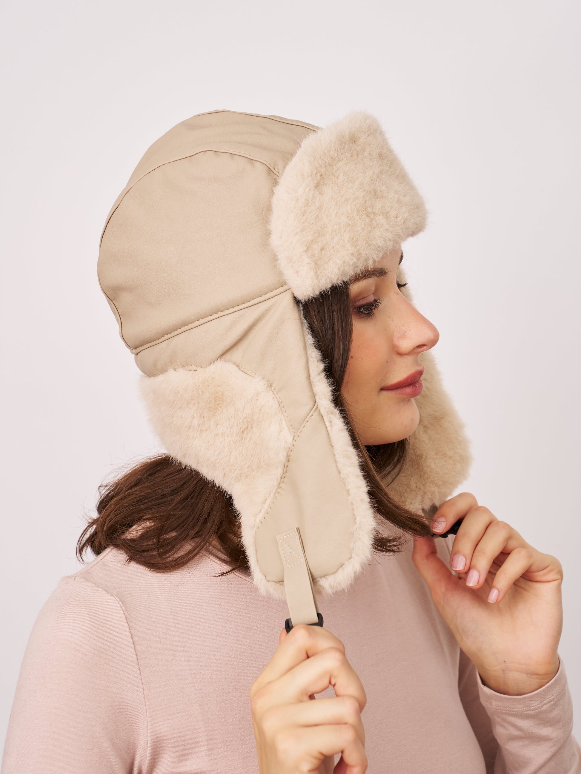Cream Vintage Havana FUR TRAPPER HAT - CREAM