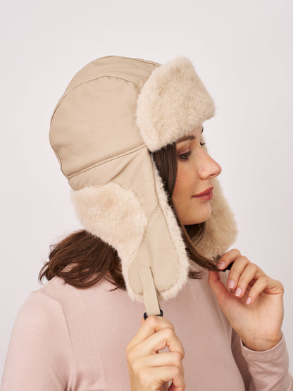 Cream Vintage Havana FUR TRAPPER HAT - CREAM