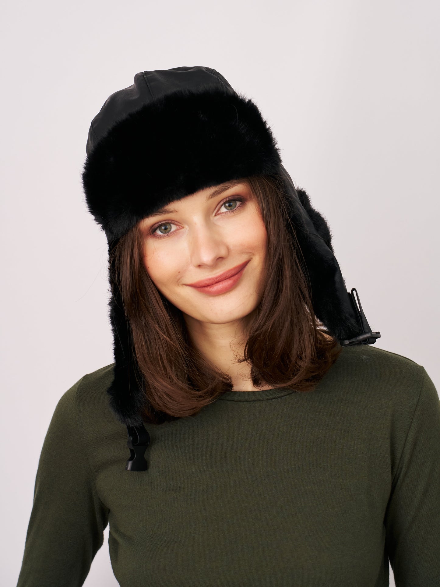 Black Vintage Havana FUR TRAPPER HAT - BLACK