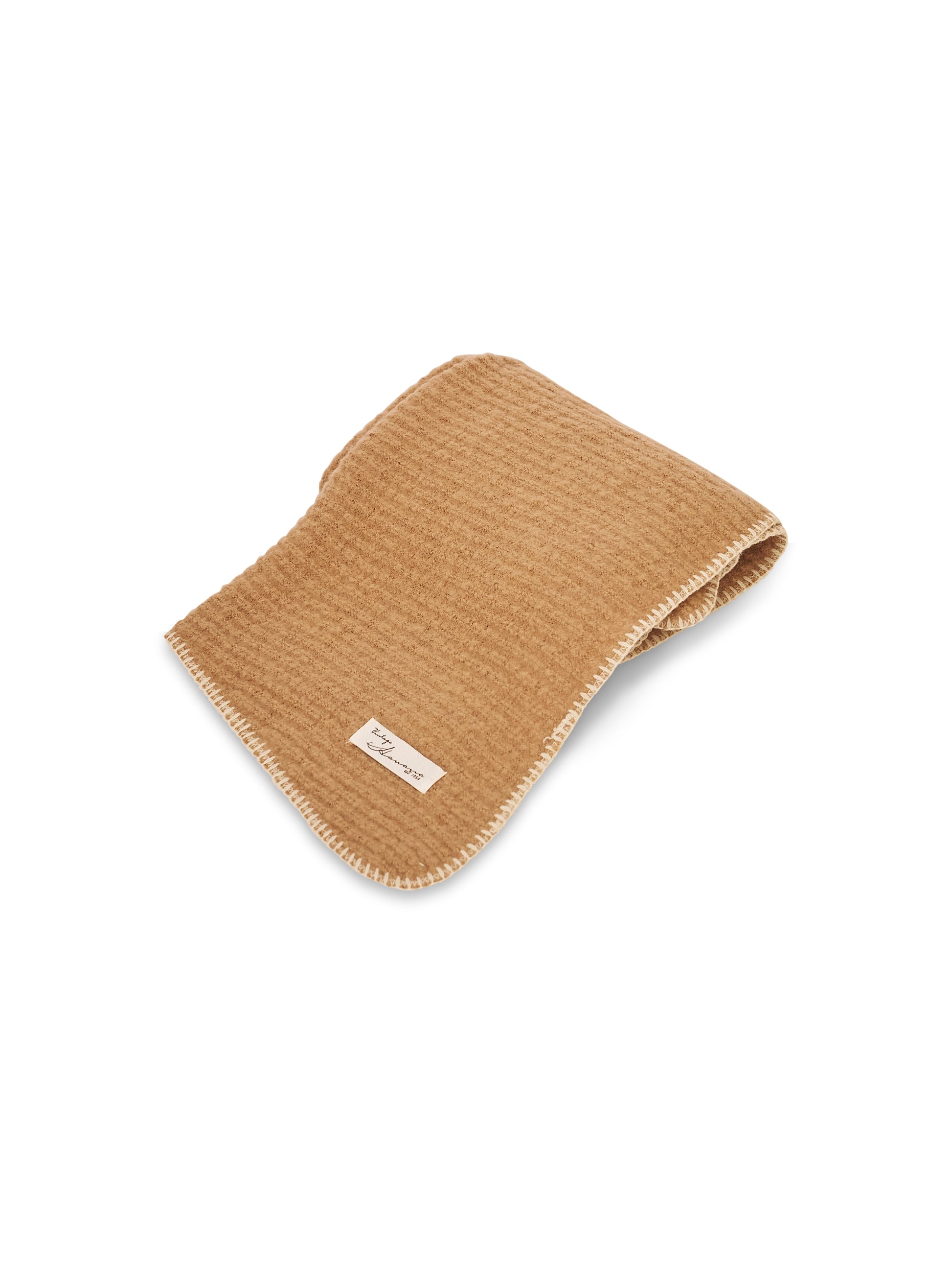 Wheat/Ivory Vintage Havana BLANKET STITCH KNIT SCARF - WHEAT/IVORY