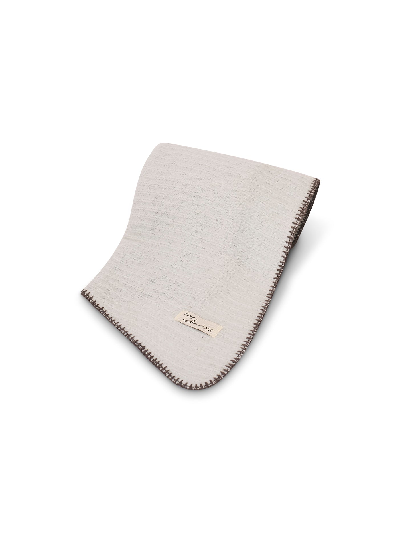 Grey/Charcoal Vintage Havana BLANKET STITCH KNIT SCARF - GREY/CHARCOAL