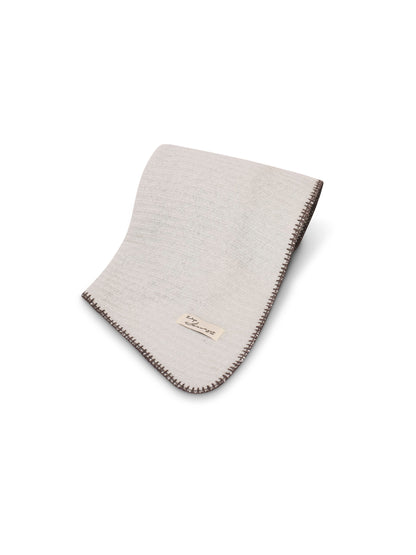 Grey/Charcoal Vintage Havana BLANKET STITCH KNIT SCARF - GREY/CHARCOAL