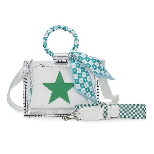 SCARF WHITE GREEN Vintage Havana MINI MOLLY - SCARF WHITE GREEN
