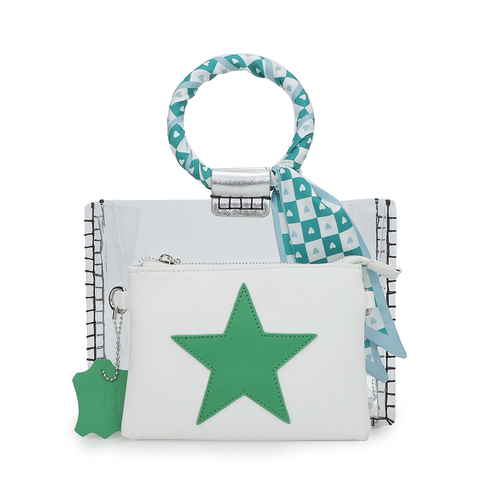 SCARF WHITE GREEN Vintage Havana MINI MOLLY - SCARF WHITE GREEN