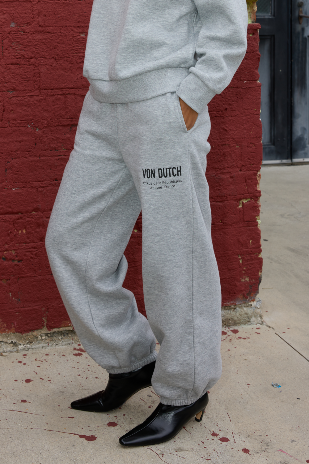 Heather Grey/Black Vintage Havana Von Dutch Jogger in Heather Grey