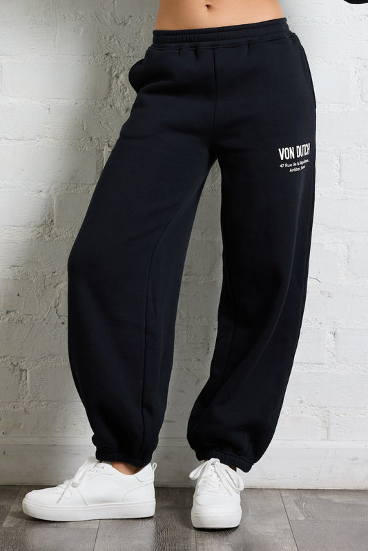 Black Vintage Havana Von Dutch Jogger in Black