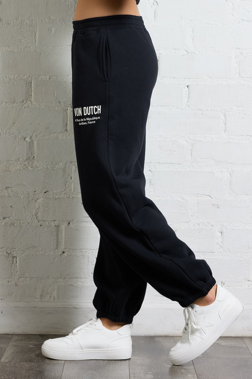 Black Vintage Havana Von Dutch Jogger in Black