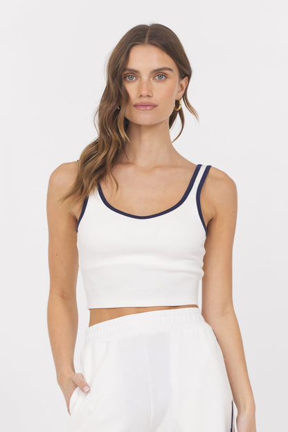 White with Navy Vintage Havana White Navy Cloud w/ Piping Tank