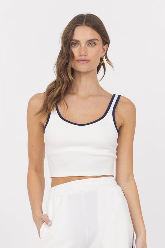 White with Navy Vintage Havana White Navy Cloud w/ Piping Tank