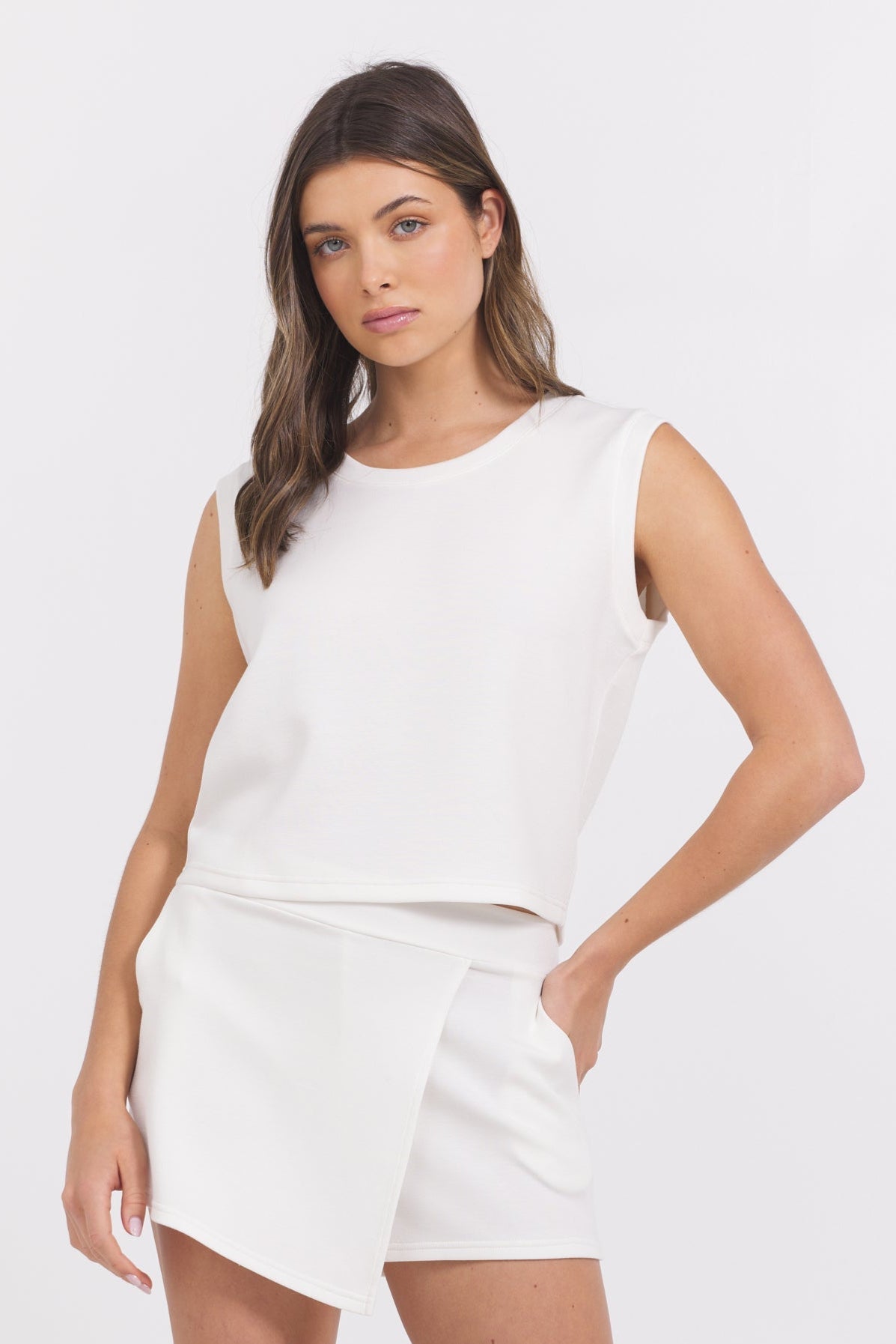 Egg Shell Vintage Havana Egg Shell Cloud Cut Off Tank