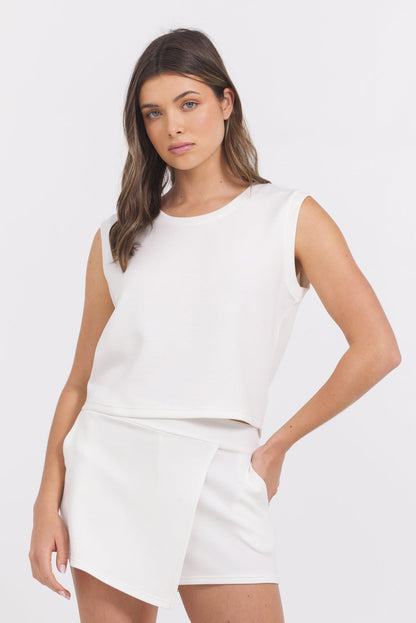 Egg Shell Vintage Havana Egg Shell Cloud Cut Off Tank