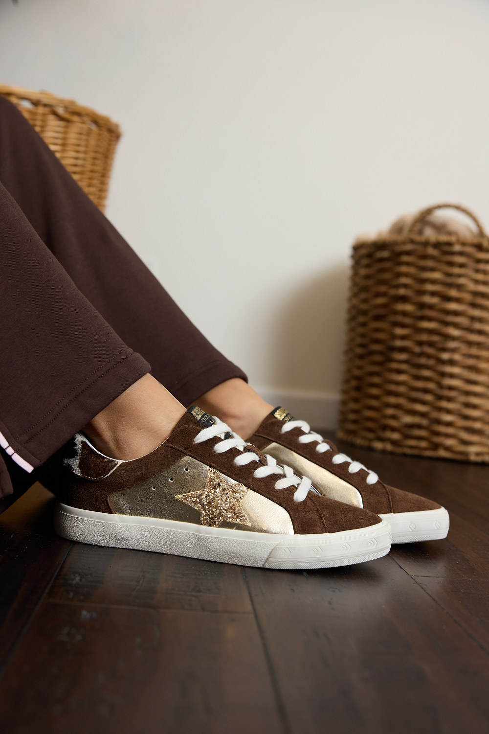 BROWN SUEDE/GOLD FOIL Vintage Havana GRANDE - BROWN SUEDE/GOLD FOIL